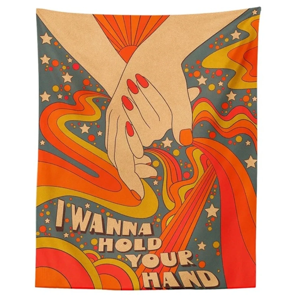 LAST 1 - NEW hippie tapestry “I wanna hold your hand”